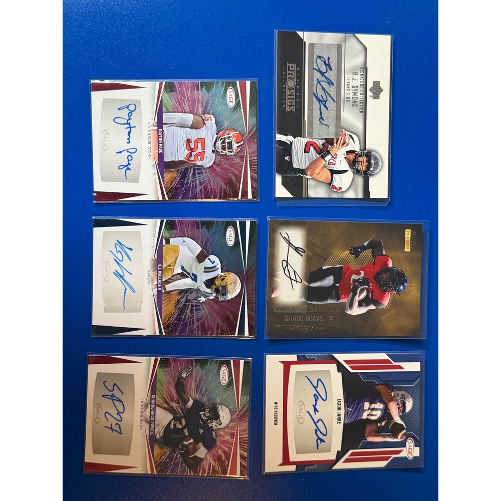 Football Autograph Card Lot 6 SAGE Upper Deck Janke Powell Page Doaks RC Auto